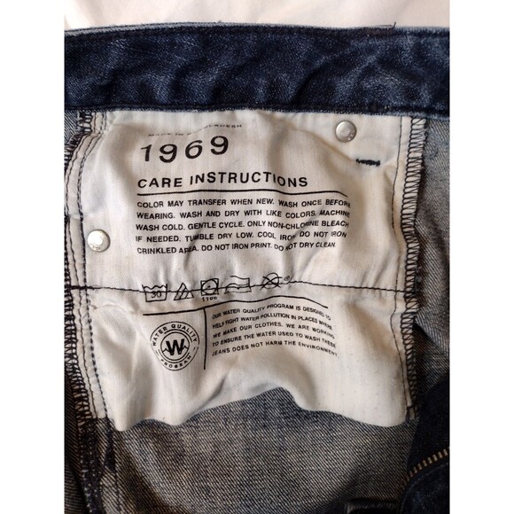Vintage Gap 1969 Real Straight Distressed Ripped Blue Jeans 100% Cotton 32T - Picture 9 of 16
